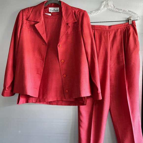 Vintage Patchington 3 pc Set seashell coral pink Jacket Pants Top sz S small - Picture 1 of 15